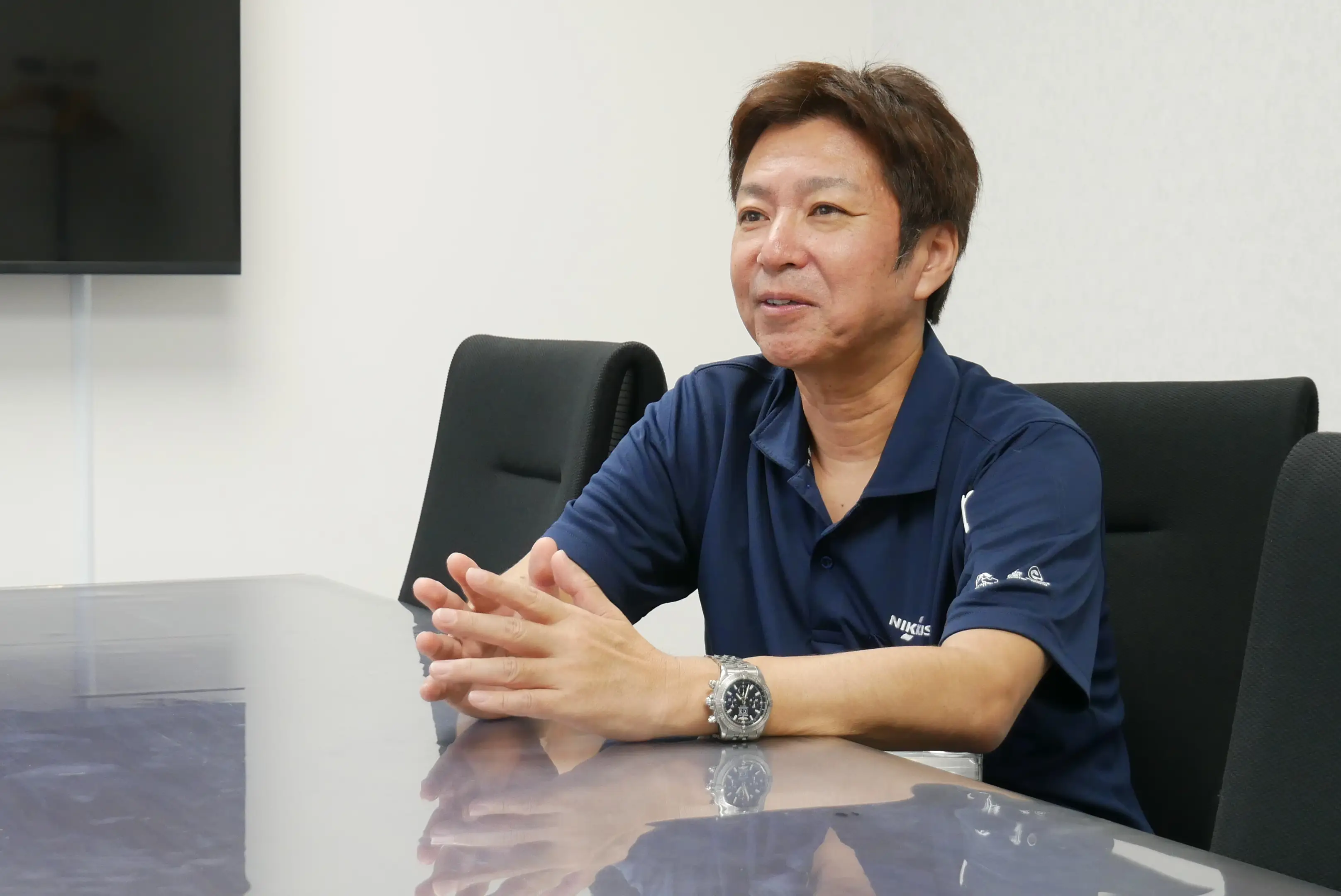 インタビューに応える日機装・石間氏